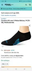 [PRIME] Cavalera Kit com 3 Meias Básicas, M (35-38), Multicolorido