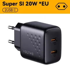 [Taxa inclusa/Moedas] Carregador Voltme 20W com duas saídas USB C - PD3.0, QC3.0 e Acabamento premium