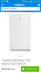 Frigobar Electrolux 122L Branco 220V RE120 | R$99