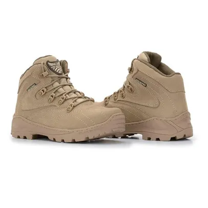 Bota Coturno Adventure Couro Militar Acero Trilha Cano Curto Palmilha GEL Conforto