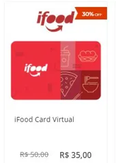 [Clube Oi+Alegria] - Ifood Gift Card - 30% Off. R$ 50,00 por R$ 35,00