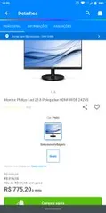 Monitor Philips Led 23.8 Polegadas HDMI WIDE 242V8| R$775