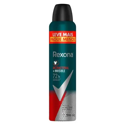 (Regional) (60% OFF na 2ª unid) Antitranspirante Aerosol Rexona Men Antibacterial+Invisible - 250 ml