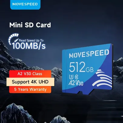 [Moedas/Taxas Inclusas] Cartão Micro SD 512gb MOVESPEED (120mb/s de Leitura)