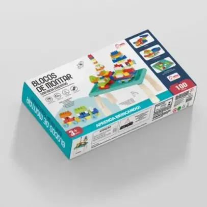 MESA INFANTIL EDUCATIVA COM BLOCOS DE MONTAR AZUL MEGA COMPRAS MC927