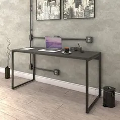 Mesa para Escritório Diretor Estilo Industrial 1,50m Kuadra Preto Onix | R$250