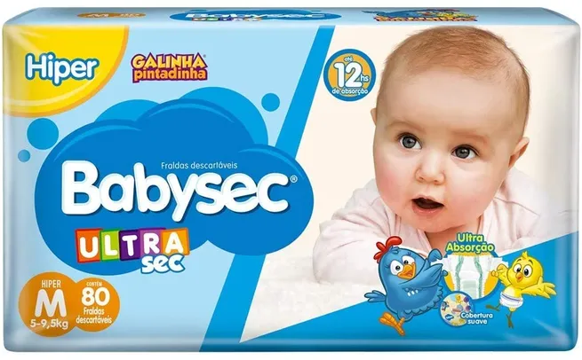 Fralda Babysec Ultrasec Galinha Pintadinha, M, 80 unidades | 	R$40