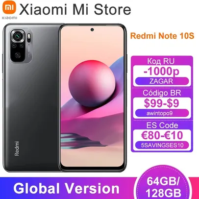 Smartphone Xiaomi Redmi Note 10S 6GB + 128GB | R$1.094