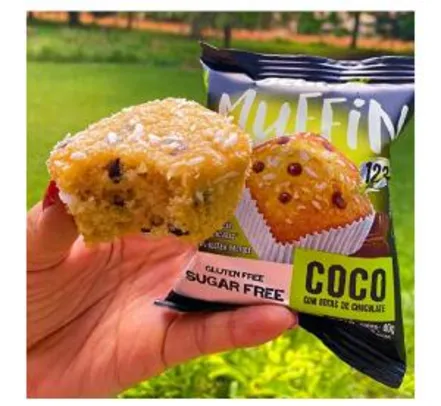 Muffin Coco com Gotas de Chocolate Sem Açúcar Sem glúten Sem lactose Belive 40g Display com 10 unidades | R$21