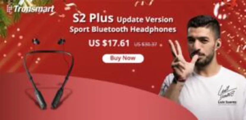 Fone de ouvido Tronsmart S2 Plus com Bluetooth 5.0 e carga para 24 horas de música