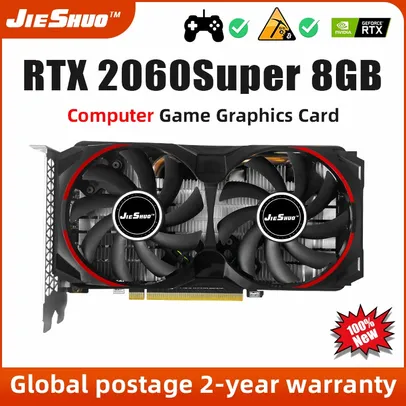 Placa de Vídeo RTX 2060 super Jieshuo 8gb gddr6 256bit 12nm graphics cards RTX2060super 8G