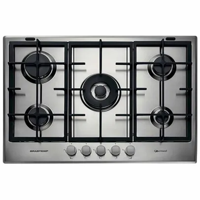 Cooktop a Gás Brastemp Gourmand com 05 Bocas e Duplachama Inox - BDK75DR