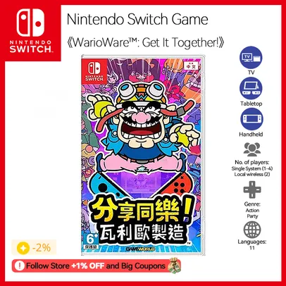 Nintendo switch jogo WarioWare Get It Together gênero ação 11 idiomas 