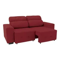 Sofá 3 Lugares Retrátil e Reclinável Plaza Suede Vermelho Linoforte - R$696