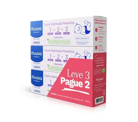 Mustela Kit Leve 3 Pague 2 Creme Preventivo de Assaduras Vitaminado 1>2>3 - Pacote com 3x produto