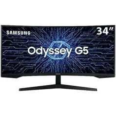 Monitor Gamer Curvo Samsung Odyssey G5 34" WQHD 165Hz 1ms Ultrawide HDMI Freesync Premium | R$3899