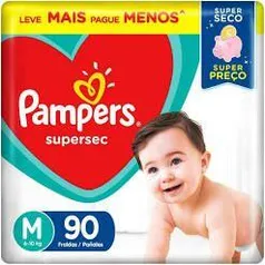 Kit 6 Fraldas Pampers SuperSec M 90 uni | R$ 47