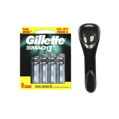 Kit 8 Cargas Gillette Mach3 + Porta Aparelho Gillette