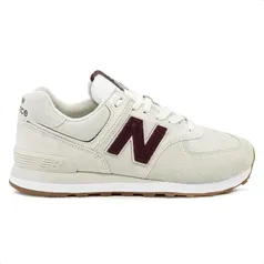 [Selecionados] Tenis New balance 574v2, Unisex, BEGE CLARO/VINHO, 34