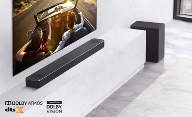 Soundbar LG SN8YG com 3.1.2 Canais, Bluetooth, Subwoofer Sem Fio, Dolby Atmos e DTS:X - 440W | R$2339