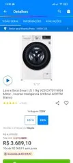 Lava e Seca Smart LG 11kg VC3 Inverter Inteligência Artificial AIDDTM Branco | R$3.505