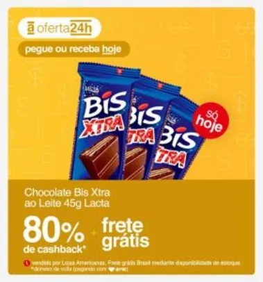 [80% AME] Chocolate Bis Xtra Ao Leite 45g Lacta | R$3