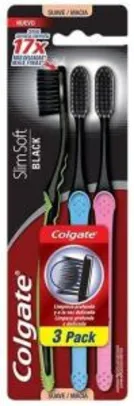 [PRIME] Escova Dental Colgate Slim Soft Black com 3 unidades