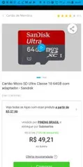 Cartão micro SD 64GB