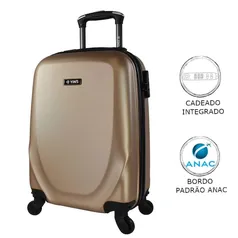 Mala de Bordo Pequena para Viagem em Abs Yins 21192 Cadeado Integrado Rodas 360º Champagne