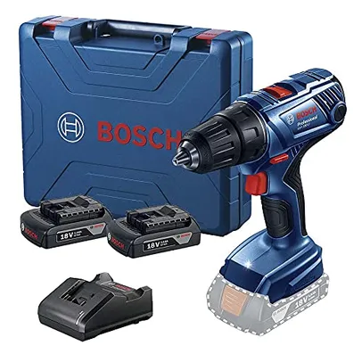 Parafusadeira Furadeira ½ a bateria Bosch GSR 180 LI, 18V com 2 baterias, 1 carregador e maleta