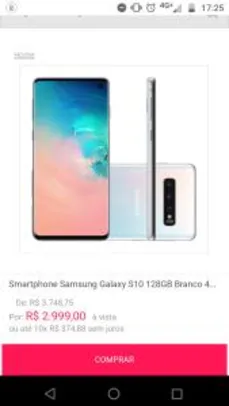 Samsung Galaxy S10 128gb Branco | R$2999