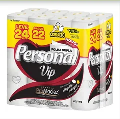 Papel Higiênico Folha Dupla Neutro PERSONAL Vip Leve 24 e Pague 22