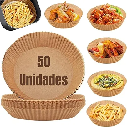 Kit c/ 50 Unidades Forma Papel Descartável Antiaderente para Airfryer Forro Tapete Protetor 20cm