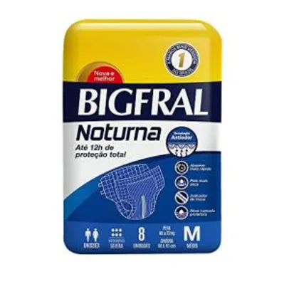 Fralda Adulto Bigfral Noturna, M ou G, 8 unidades | R$ 17