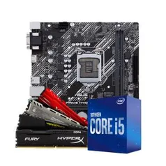 Kit Upgrade Intel Placa Mãe Asus Prime H410M-E + Processador Intel i5 10400 + Memória 8GB DDR4 3000Mhz R$1999