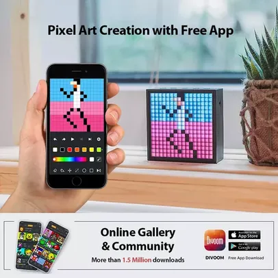 Caixa de Som Divoom Timebox-Evo Bluetooth Portátil com Despertador e Pixel Art
