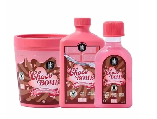 Lola Cosmetics Chocobomb Kit - Óleo + Máscara + Shampoo para Todos os Tipos de Cabelo