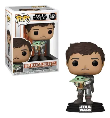 Boneco Funko Pop! Mandalorian Mando com Grogu - Filmes De Star Wars 461