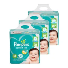 0,68 Und - Kit de Fraldas Pampers M Confort Sec Super - 210 Unidades