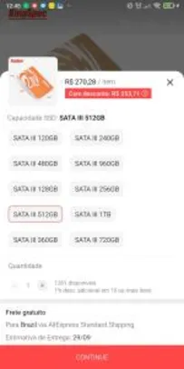 SSD Kingspec 512gb R$270