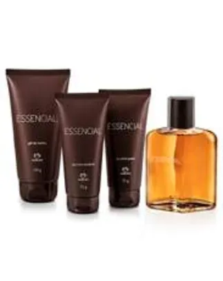 [Natura] Kit Essencial Tradicional - Deo Parfum + Gel de Banho + Gel para Barbear + Gel após Barba - R$ 151