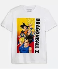 CAMISETA MANGA CURTA ESTAMPA DRAGON BALL BRANCO | R$20