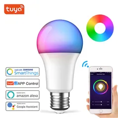 [R$11 / Cada] Kit com duas Smart Lâmpada Inteligente WiFi Tuya 9w Led RGB e27