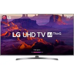 Smart TV LED 70" LG 70uk6540 UHD 4k com Conversor Digital 4 HDMI 2 USB Wi-Fi Webos 4.0 - R$5670 (ou R$4366 pagando com Ame)