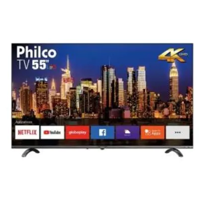 Smart TV LED 55” Philco PTV55Q20SNBL Ultra HD 4k HDR Borda Infinita | R$1979