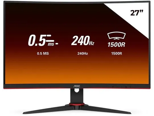 Monitor Gamer Curvo 240Hz Full HD 27” AOC - Legend C27G2ZE 2 HDMI 1 DisplayPort 0,5ms 