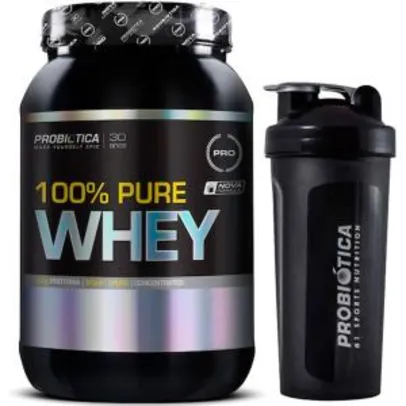 Whey Protein 100% Pure Whey 900g + Coqueteleira 600ml Probiótica