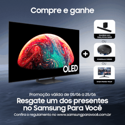 Saindo por R$ 5897: Samsung Smart TV 55 OLED 4K Pontos Quanticos 144hz + Suporte de Parede + Brinde Samsung Para Você  | Pelando