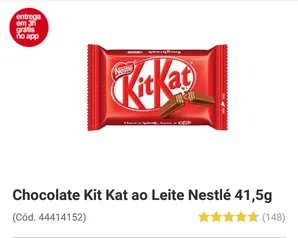 [App | Terceira compra] Chocolate KitKat 41,5g | mín 10 unid | R$1,16 cada