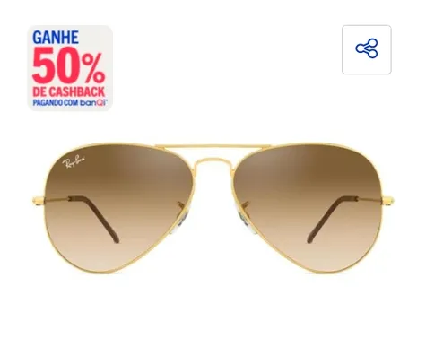 [Banqi R$ 90] Óculos De Sol Ray Ban Aviador Rb3025L 001/51-55